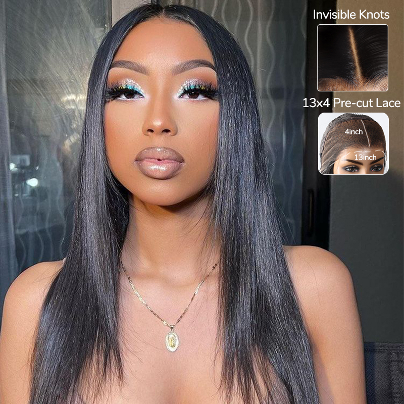 XYS Hair Straight Human Hair 13x4 HD Lace Frontal Wig With Skin Melt Lace