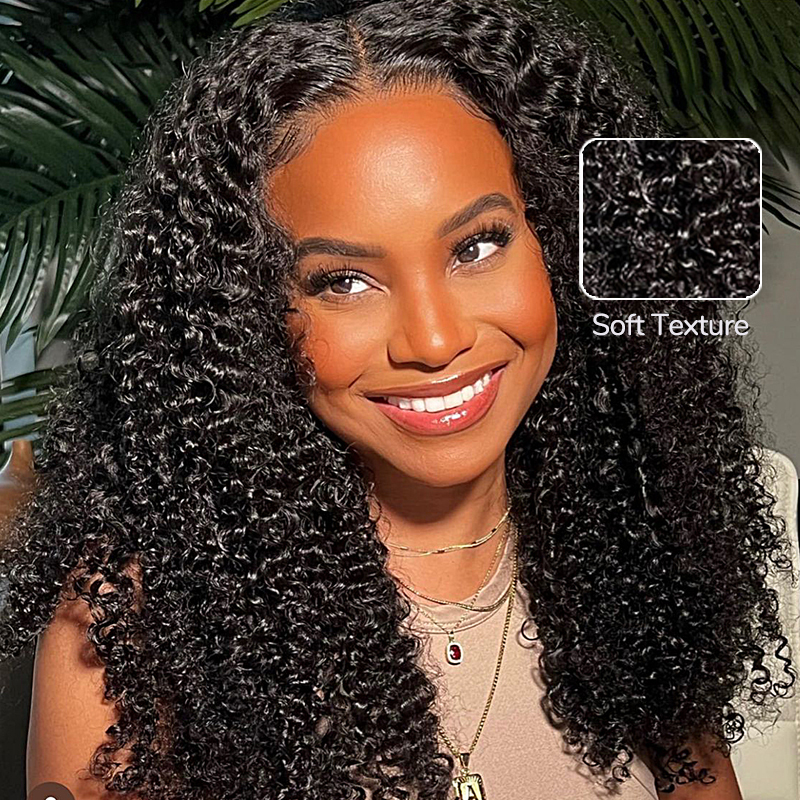 XYS Hair Kinky Curly Hair 13x4 Pre-Cut Lace Frontal Wig 180% Density