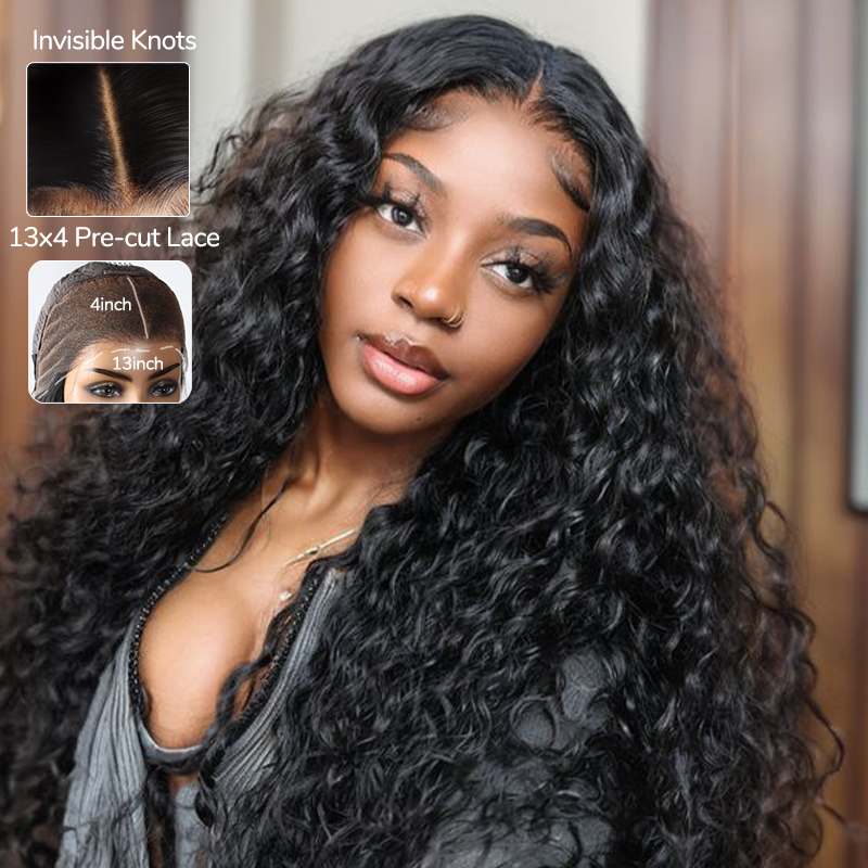 XYS Hair 13X4  Pre-Bleached  HD Lace Frontal  Wig Water Wave With Hairline