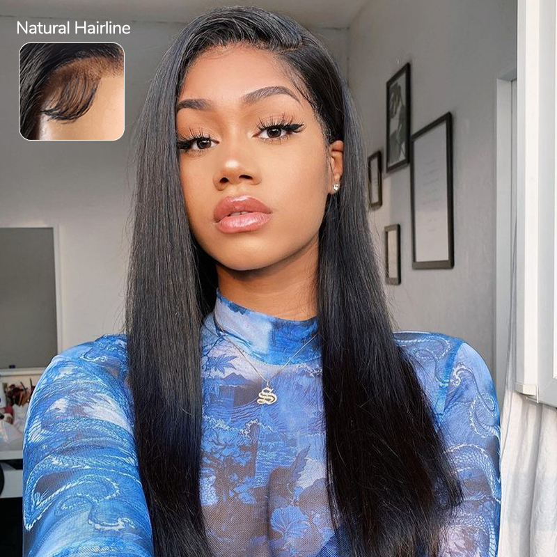 XYS Hair Straight Human Hair 13x4 HD Lace Frontal Wig With Skin Melt Lace
