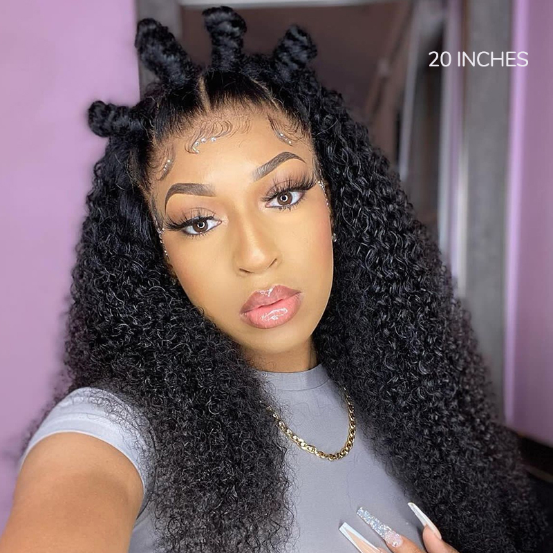 XYS Hair Kinky Curly Hair 13x4 Pre-Cut Lace Frontal Wig 180% Density