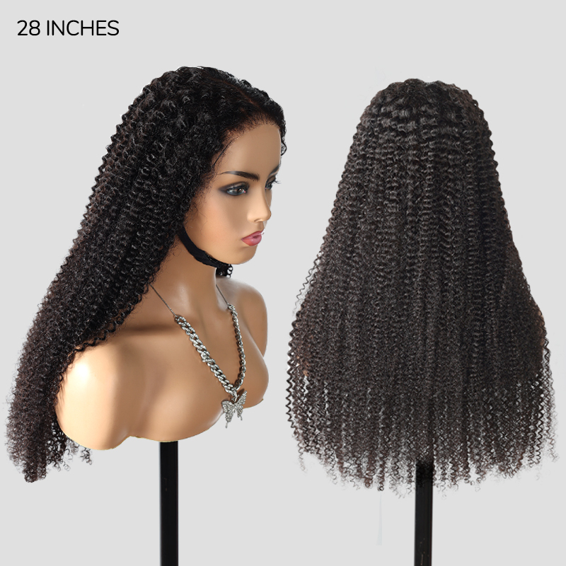 XYS Hair Kinky Curly Hair 13x4 Pre-Cut Lace Frontal Wig 180% Density