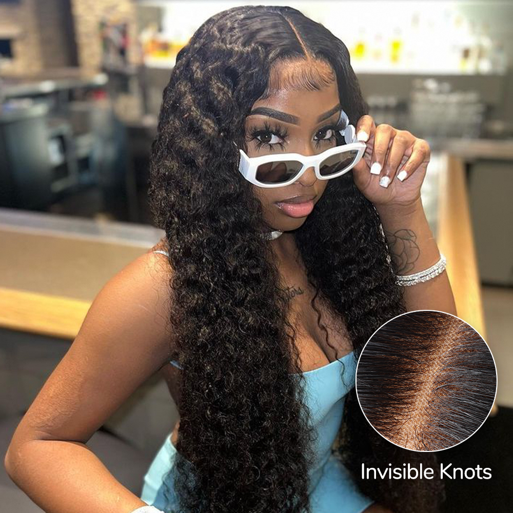 XYS Hair Deep Wave Wigs 13x4 Pre-Bleached HD Lace Frontal Wig Invisible Knots