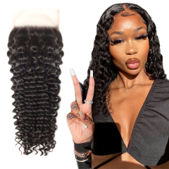XYS Hair Deep Wave Virgin Human Hair 5x5 Transparent Lace Closure