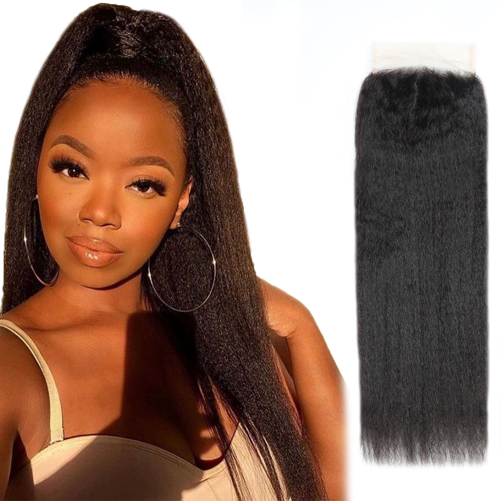 XYS Hair Kinky Straight Hair 5x5 Transparent Lace Closure With Baby Hair