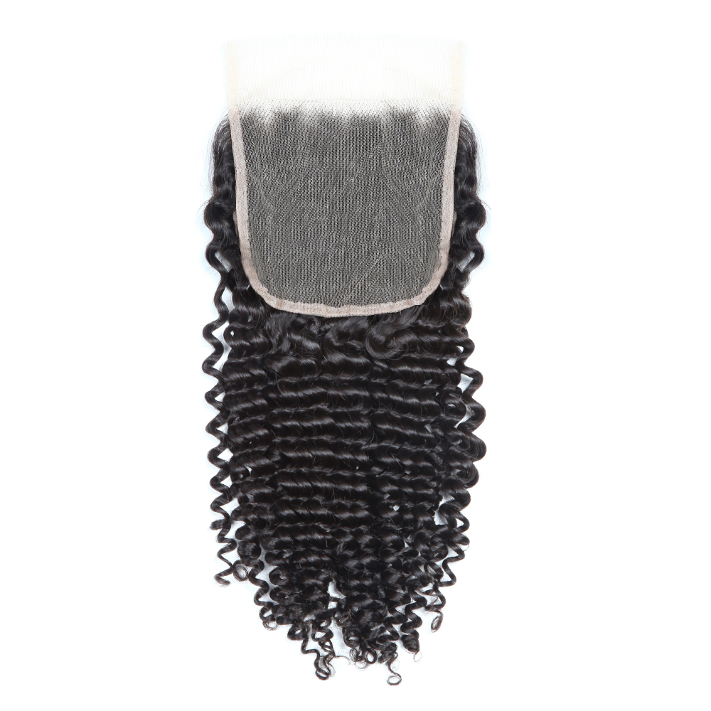 XYS Hair Deep Curly Hair 5x5 Transparent Lace Closure With Natural Hairline