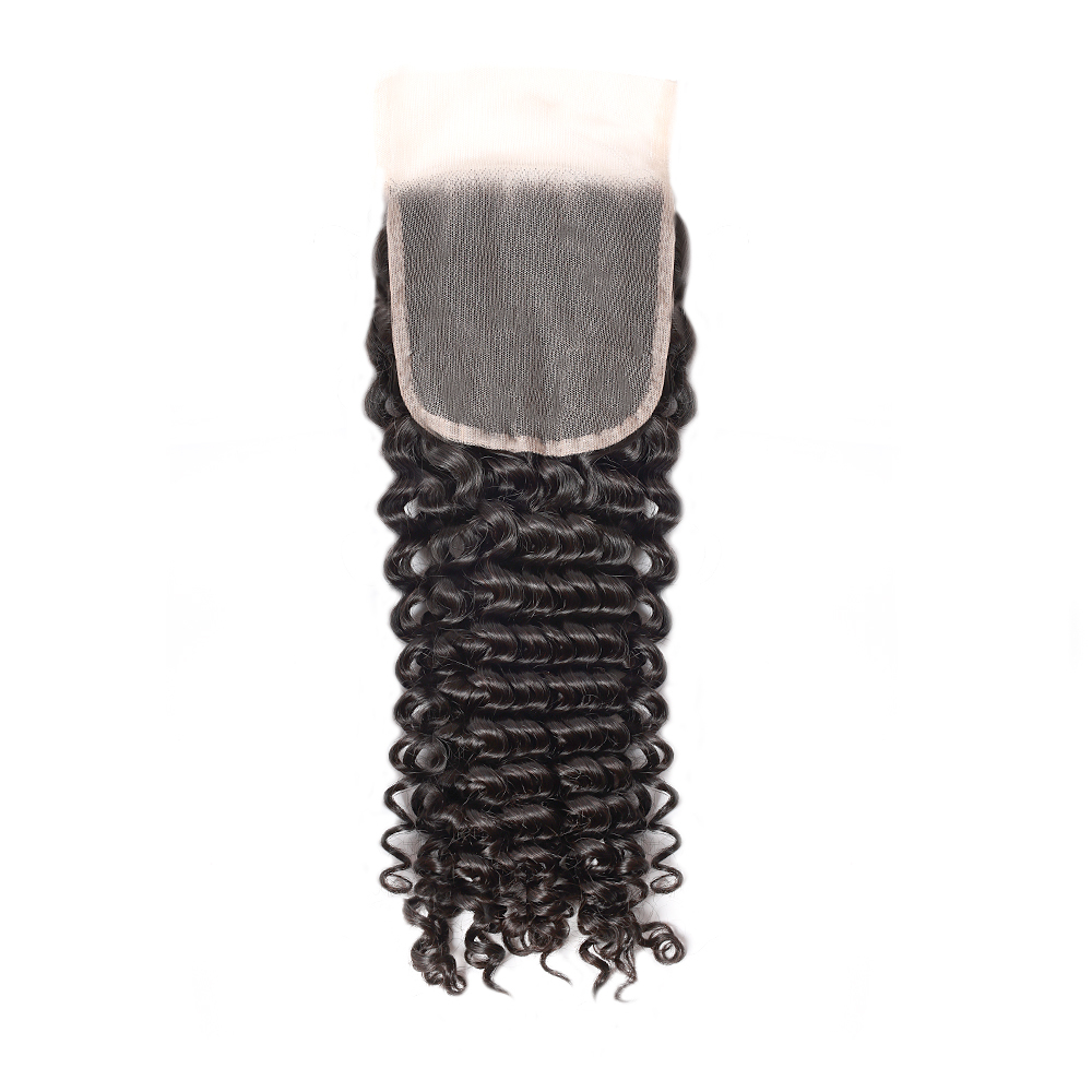 XYS Hair Deep Wave Virgin Human Hair 5x5 Transparent Lace Closure