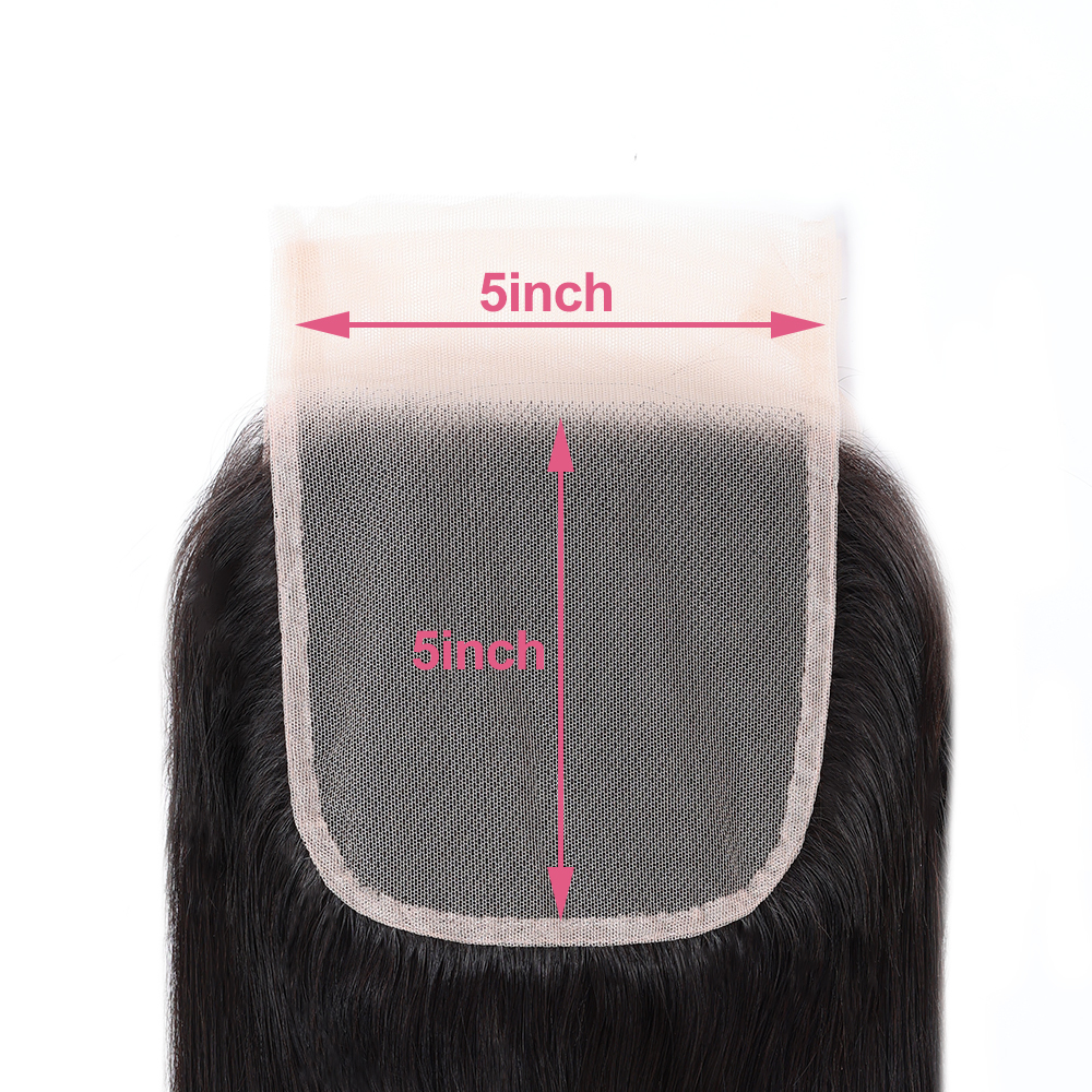 XYS Hair Straight Human Hair 5x5 Transparent Lace Closure With Natural hairline