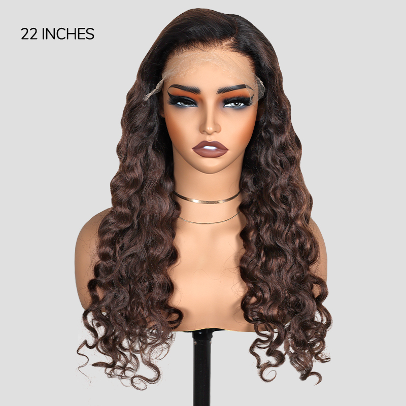XYS Hair 7x6 Throw On & Go Ombre 1B/4# Water Wave Glueless Wig
