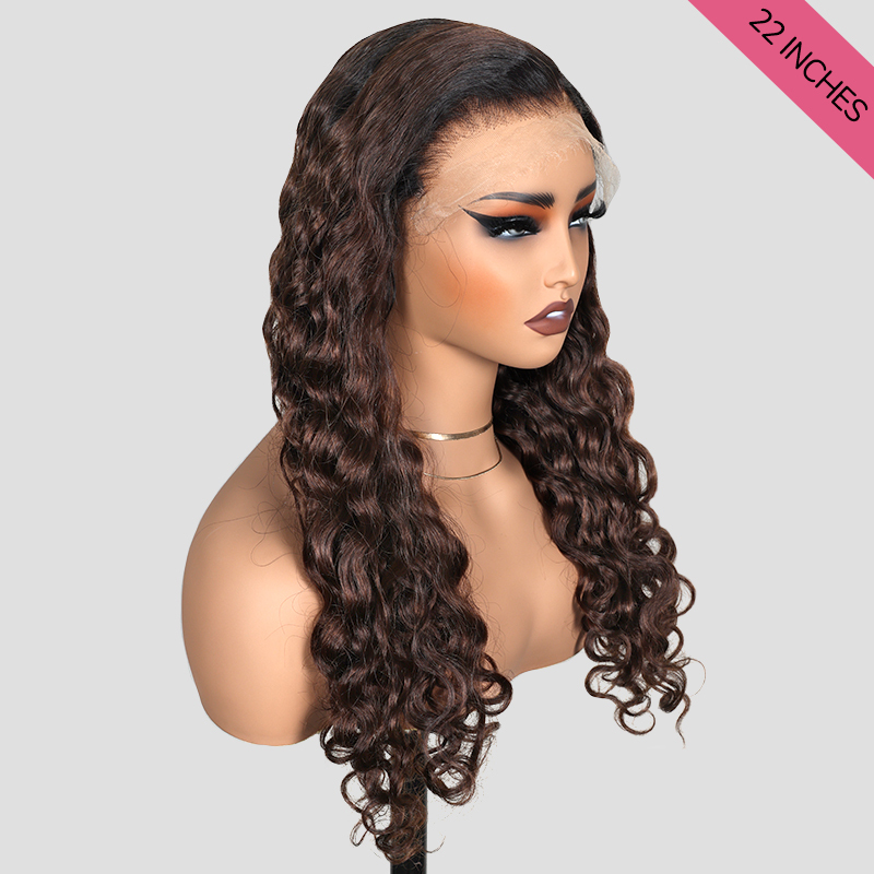 XYS Hair 7x6 Throw On & Go Ombre 1B/4# Water Wave Glueless Wig