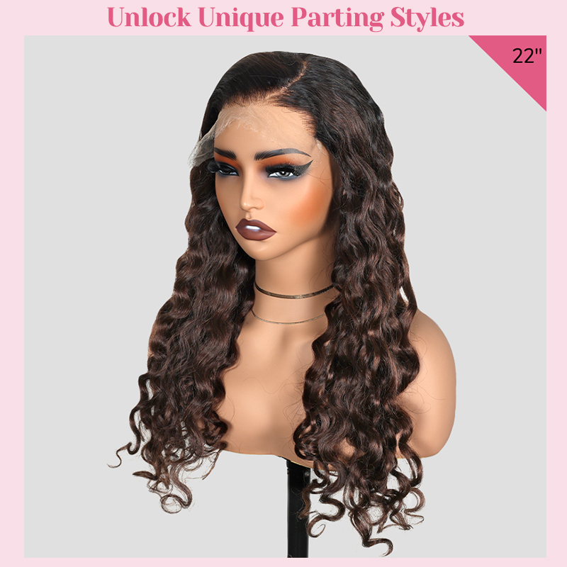 XYS Hair 7x6 Throw On & Go Ombre 1B/4# Water Wave Glueless Wig