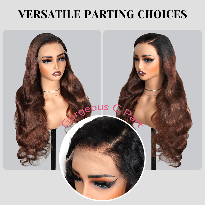 XYS Hair 7x6 1B/4# Ombre Brown Hair 100% Virgin Human Hair Body Wave Wig Weave