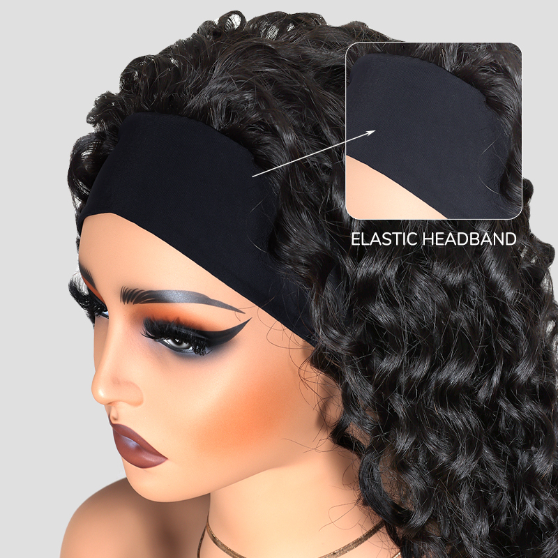 XYS Hair Water Wave Headband Wig Glueless Human Hair Wig