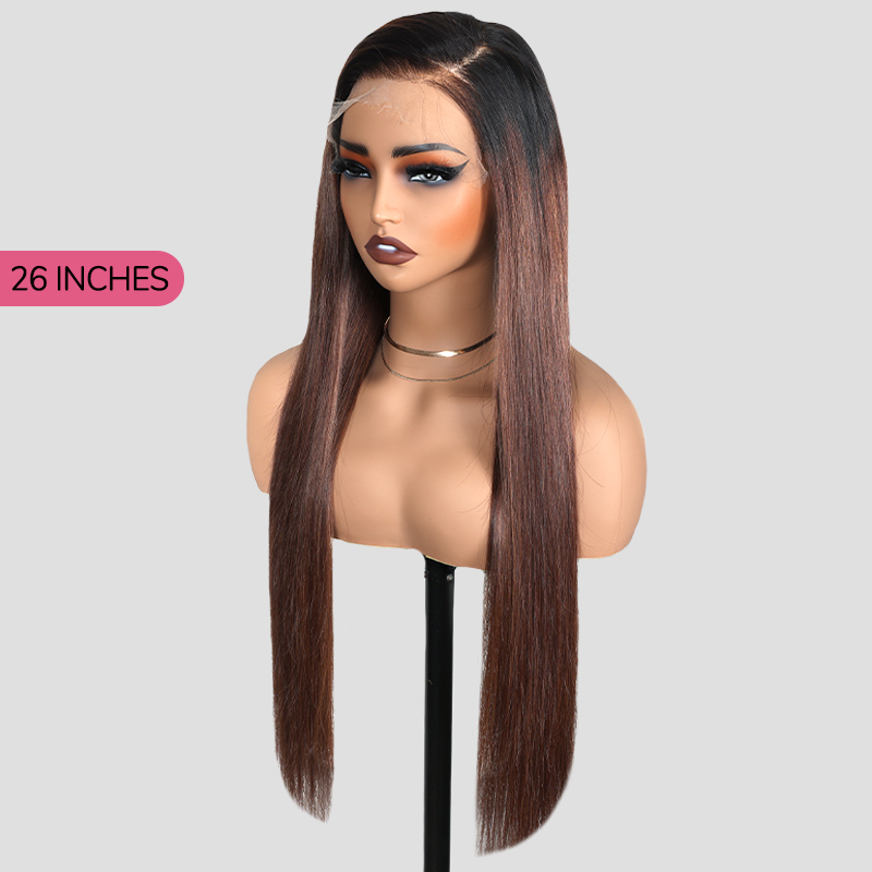 XYS Hair 7x6 1B/4# Straight Glueless HD Lace Wig Breathable Cap