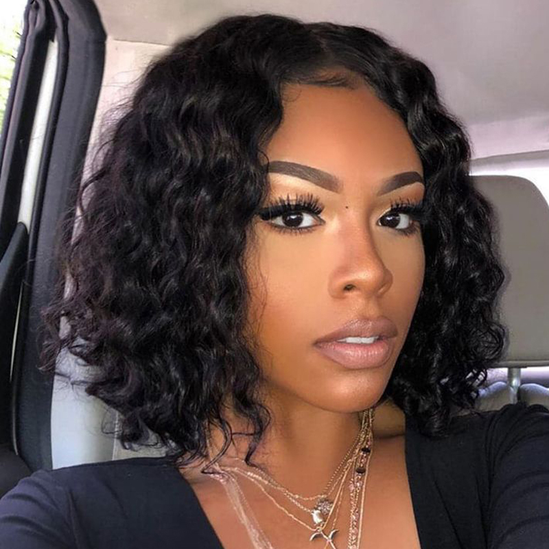 XYS Hair Water Wave Transparent Lace 4x0.75 T Part Closure Wig Natural Color