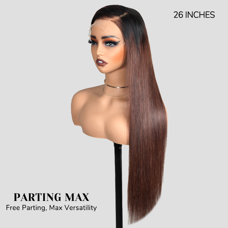 XYS Hair 7x6 1B/4# Straight Glueless HD Lace Wig Breathable Cap
