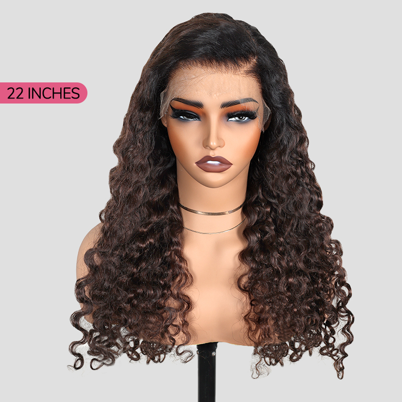 XYS Hair 7x6 1B/4# Bouncy BBC Closure HD Lace Curly Wig