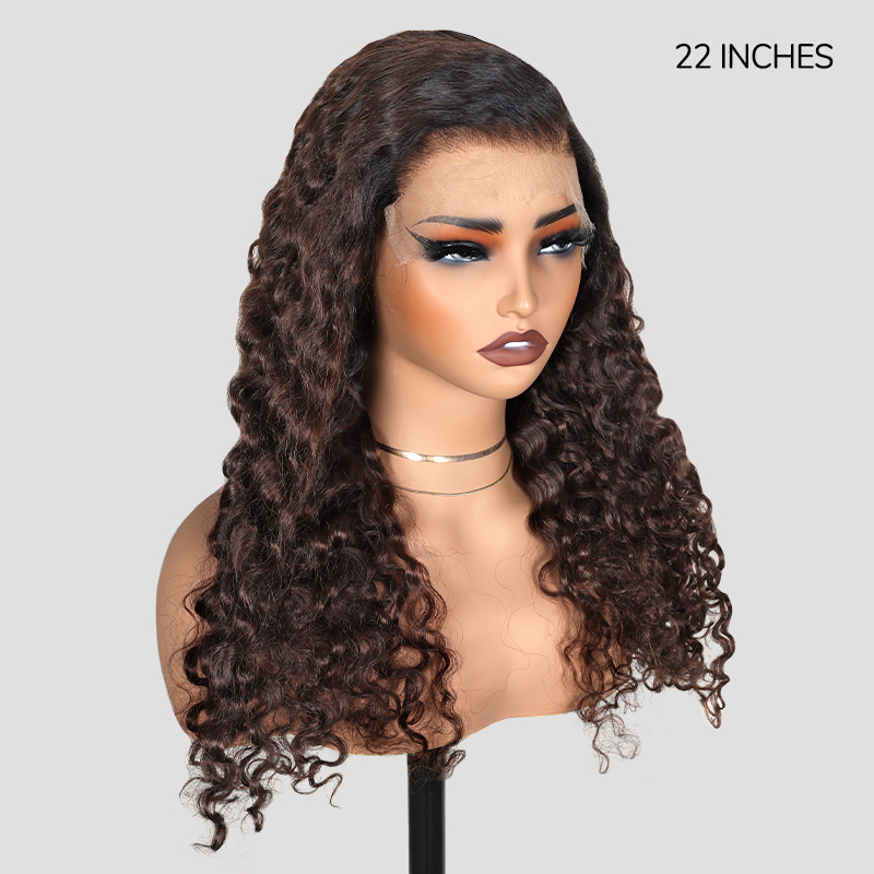 XYS Hair 7x6 1B/4# Bouncy BBC Closure HD Lace Curly Wig
