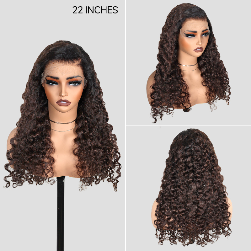 XYS Hair 7x6 1B/4# Bouncy BBC Closure HD Lace Curly Wig