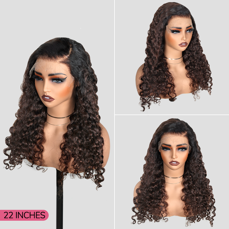 XYS Hair 7x6 1B/4# Bouncy BBC Closure HD Lace Curly Wig