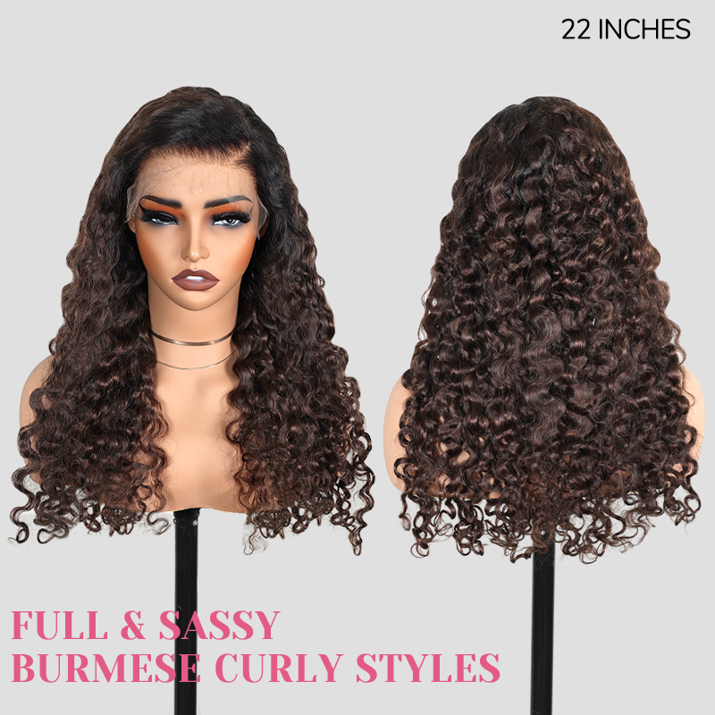 XYS Hair 7x6 1B/4# Bouncy BBC Closure HD Lace Curly Wig