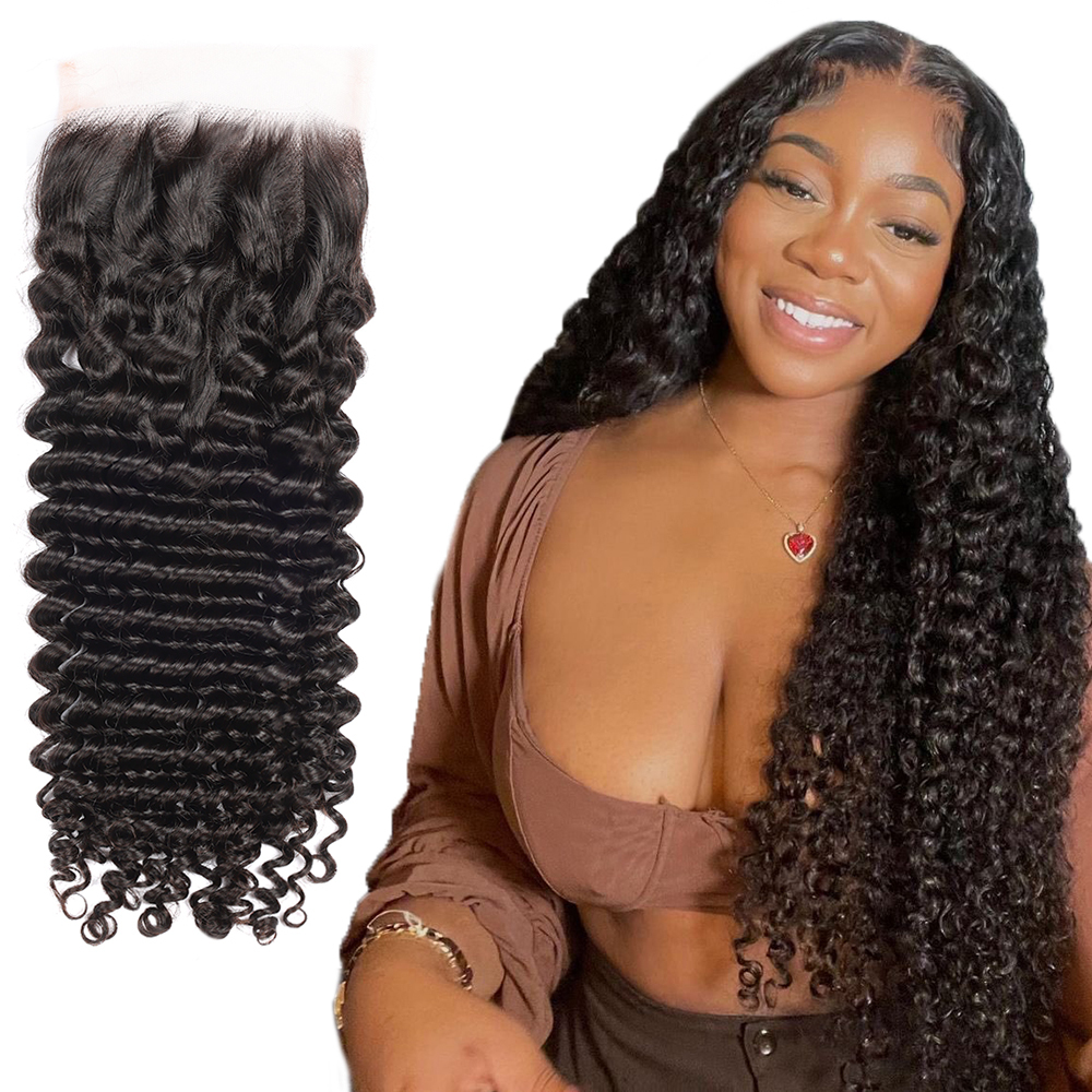XYS Hair Deep Wave Human Hair 5x5 HD Lace Closure Undetectable Invisible