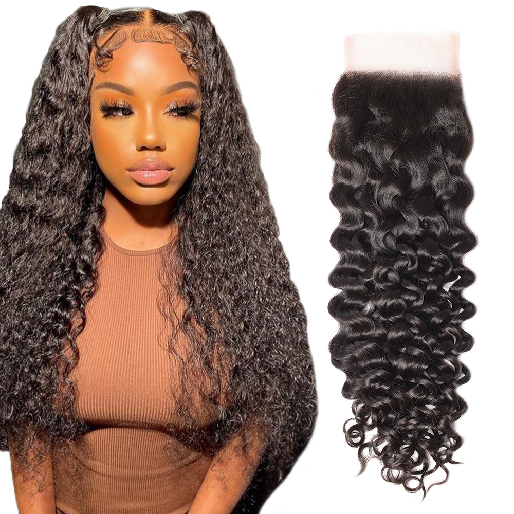 XYS Hair Water Wave Hair 4x4 HD Lace Closure With Nature Hairline