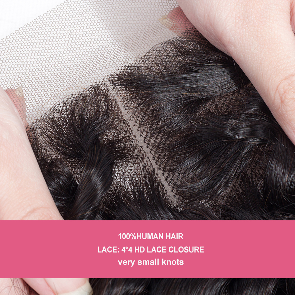 XYS Hair Water Wave Hair 4x4 HD Lace Closure With Nature Hairline