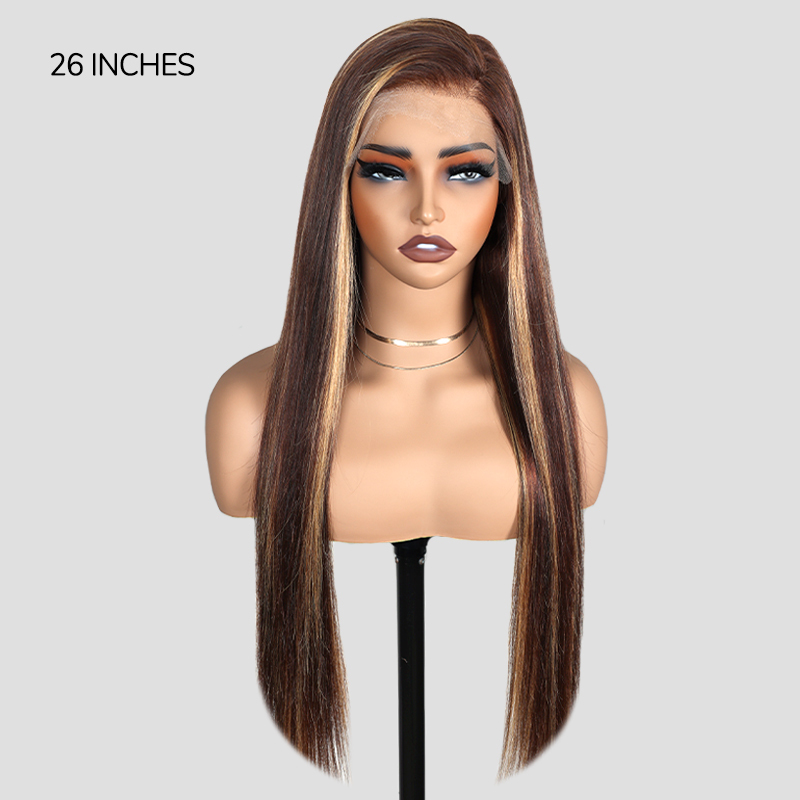 XYS Hair 7x6 Honey Blonde 4/27 Straight HD Lace Long Wig