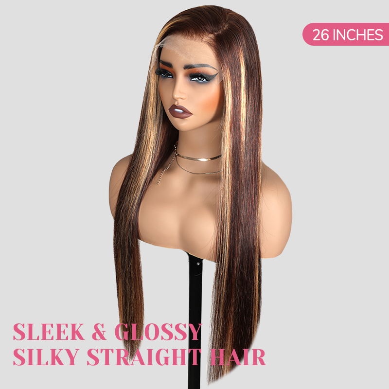 XYS Hair 7x6 Honey Blonde 4/27 Straight HD Lace Long Wig