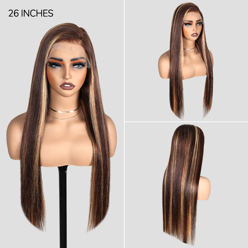 XYS Hair 7x6 Honey Blonde 4/27 Straight HD Lace Long Wig