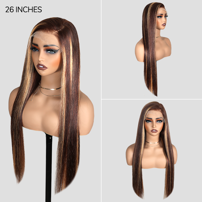 XYS Hair 7x6 Honey Blonde 4/27 Straight HD Lace Long Wig