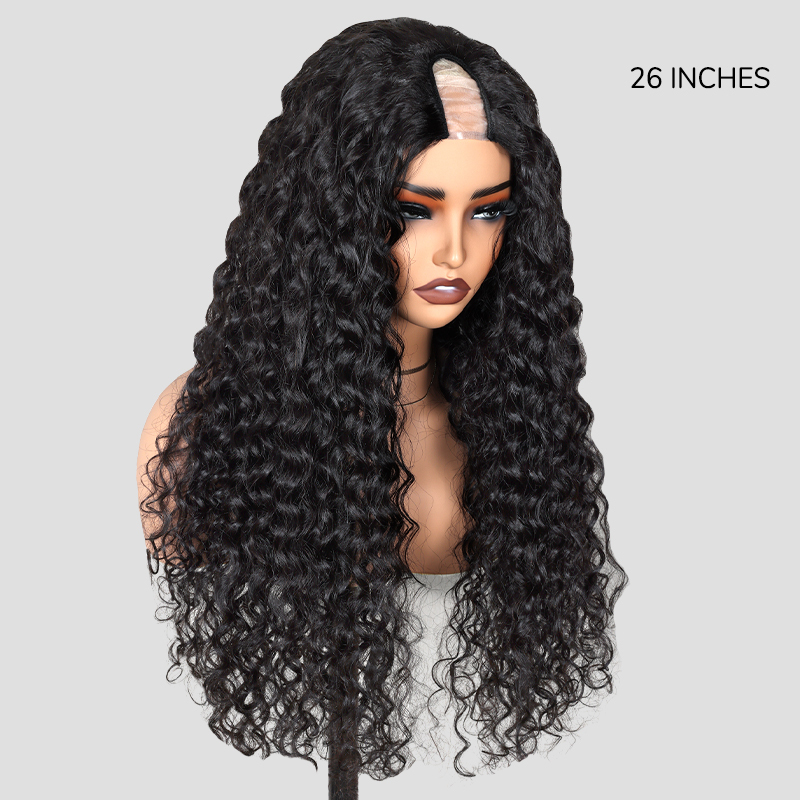 XYS Hair Water Wave U Part Hair Wig Human Hair Wig Beginner Friendly
