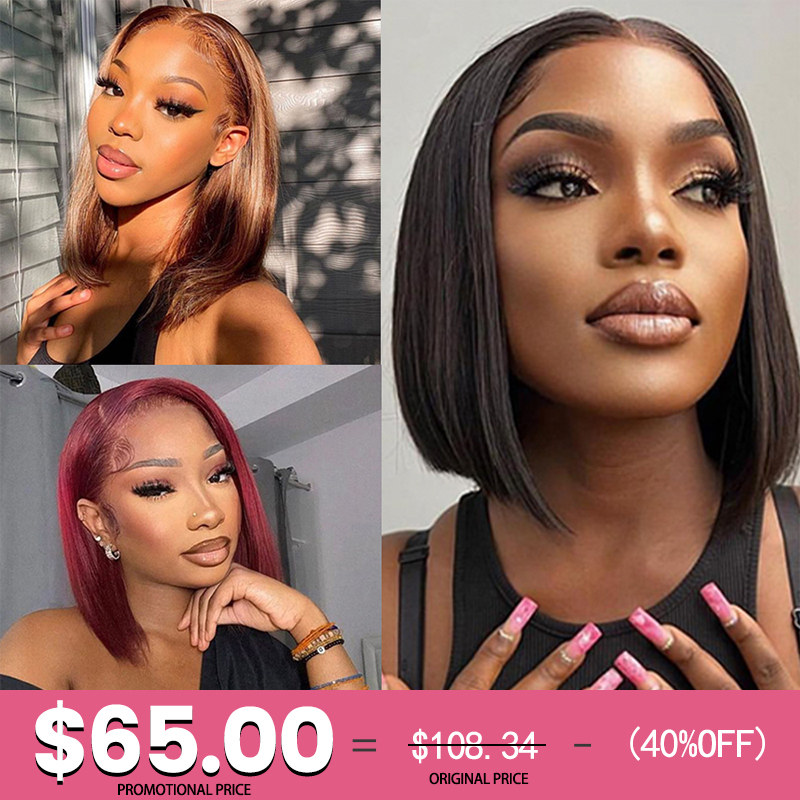 XYS Hair Bob Wigs Transparent Lace Frontal Colored 1B/99J/ 4/27