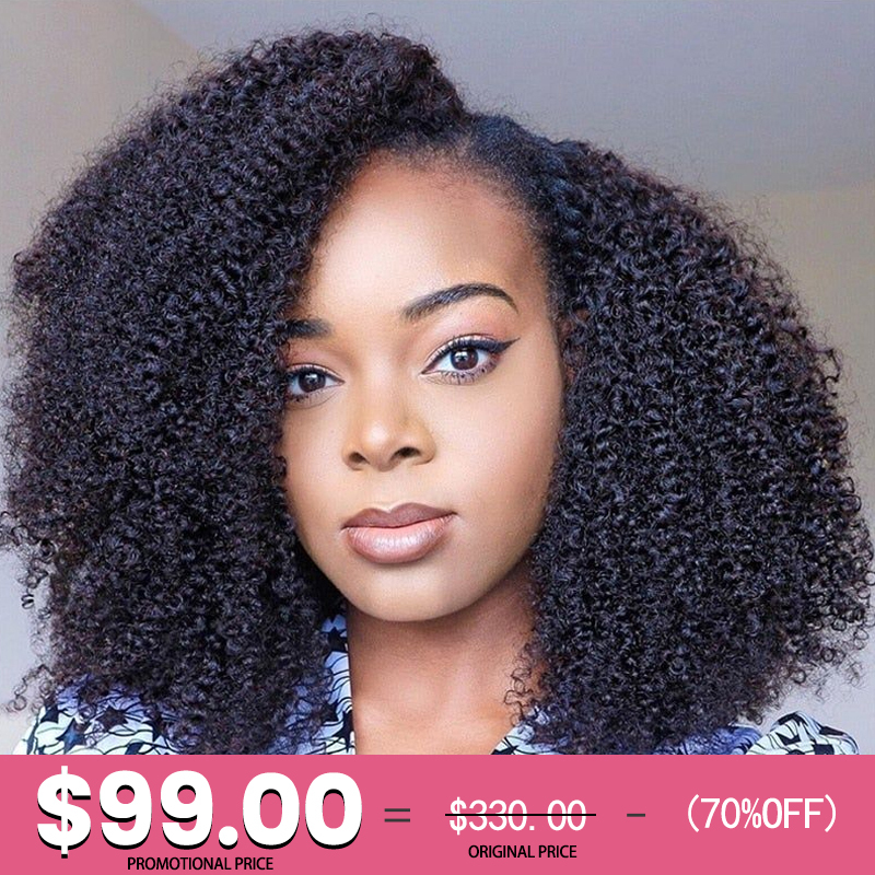 XYS Hair Deep Curly Hair Human Hair U Part Wig Glueless Wigs