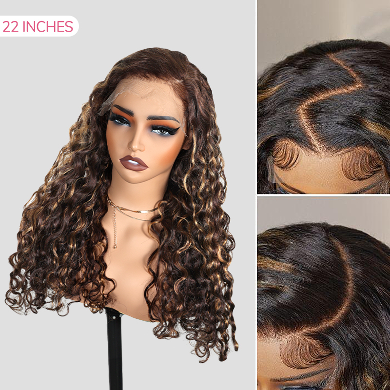 XYS Hair 7x6 Brown Highlight 4/27 Water Wave HD Lace Wig