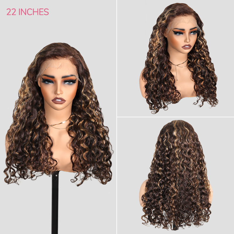 XYS Hair 7x6 Brown Highlight 4/27 Water Wave HD Lace Wig