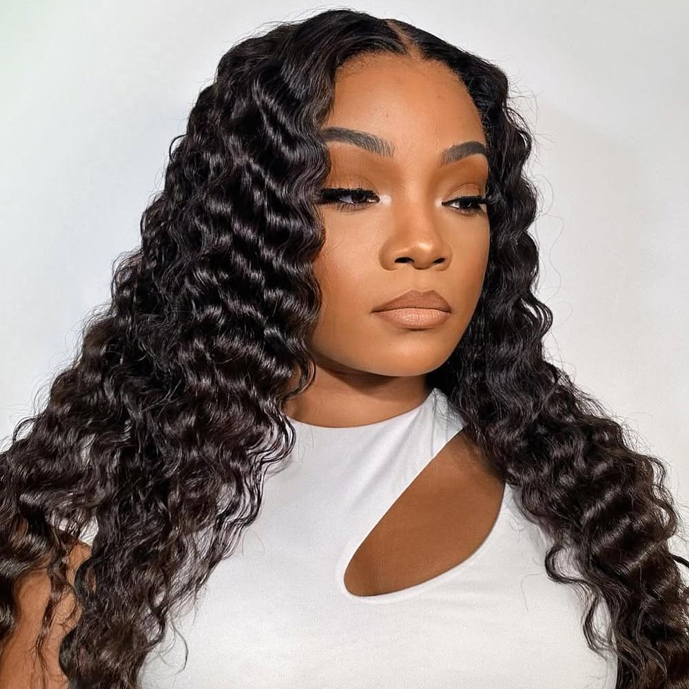 XYS Hair 3/4 Bundles Deal Deep Wave Human Hair 100% Human Hair Bundles