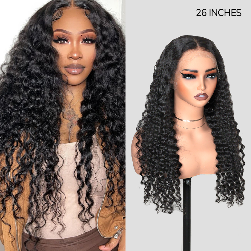 XYS Hair Deep Wave Wigs 13x4 Pre-Bleached HD Lace Frontal Wig Invisible Knots