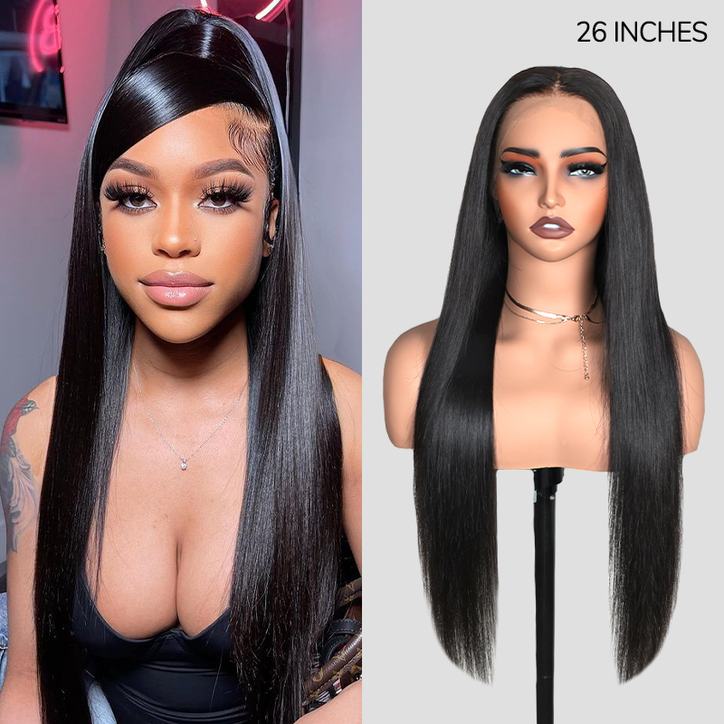 XYS Hair Straight Human Hair 13x4 HD Lace Frontal Wig With Skin Melt Lace