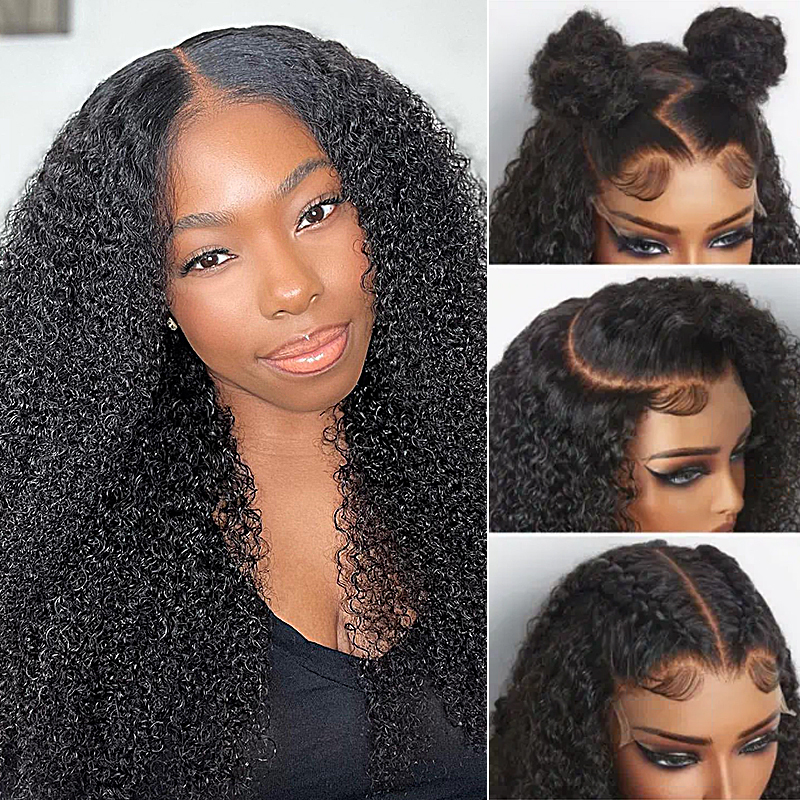 XYS Hair Kinky Curly Hair 13x4 Pre-Cut Lace Frontal Wig 180% Density