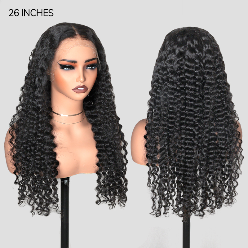 XYS Hair Deep Wave Wigs 13x4 Pre-Bleached HD Lace Frontal Wig Invisible Knots