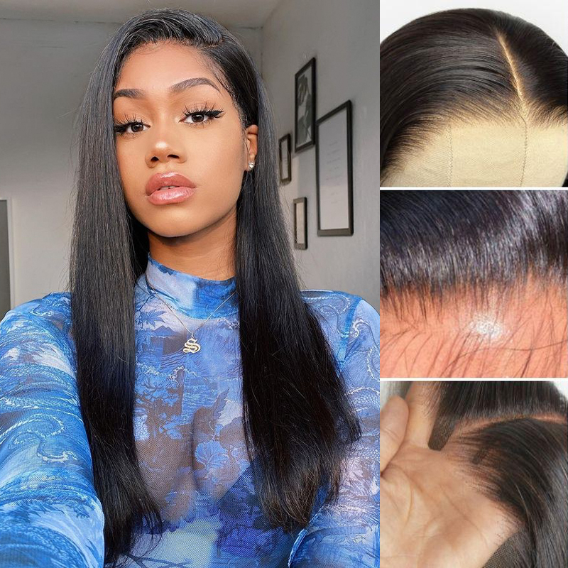 XYS Hair Straight Human Hair 13x4 HD Lace Frontal Wig With Skin Melt Lace