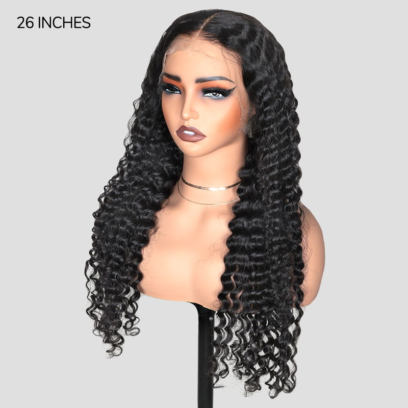 XYS Hair Deep Wave Wigs 13x4 Pre-Bleached HD Lace Frontal Wig Invisible Knots