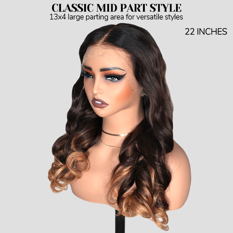 XYS Hair Loose Body Wave T1B/4/27 13x4 Lace Frontal Wide Lace Wig