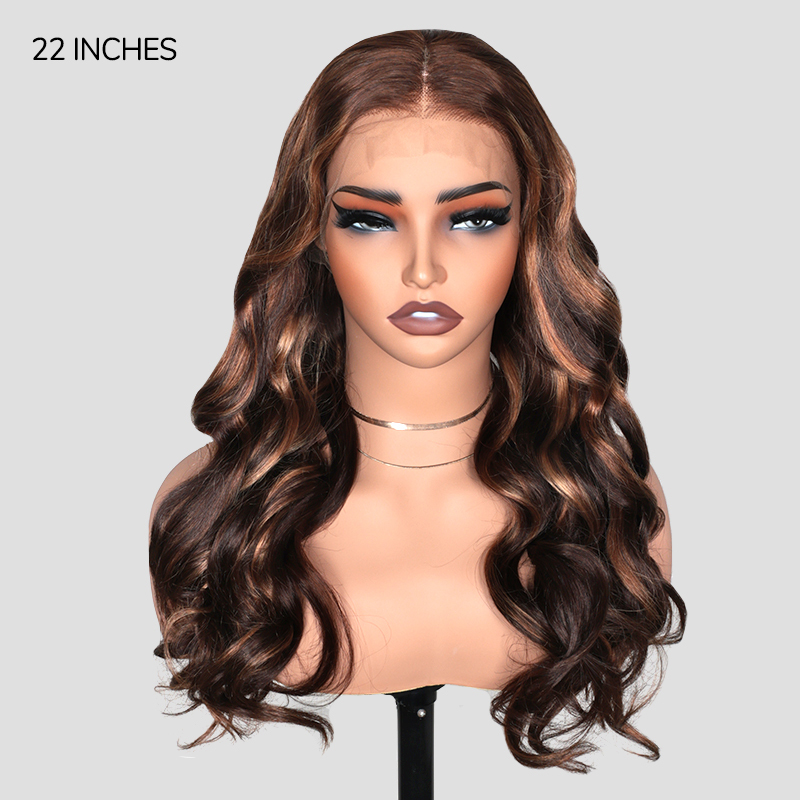 XYS Hair Loose Body Wave T4P4/27 Highlight 13x4 HD Lace Long Wig