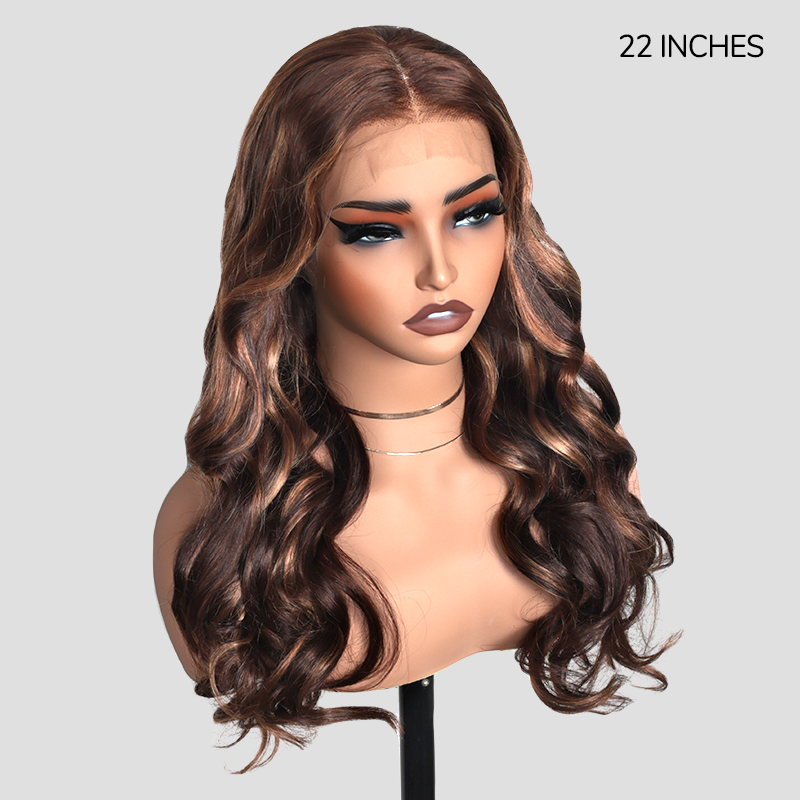 XYS Hair Loose Body Wave T4P4/27 Highlight 13x4 HD Lace Long Wig