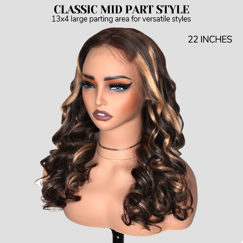 XYS Hair 13x4 Loose Body Wave Highlight T4P4/30 Human Hair Wig