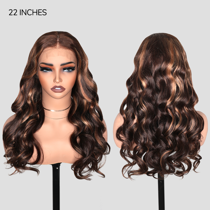 XYS Hair Loose Body Wave T4P4/27 Highlight 13x4 HD Lace Long Wig