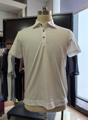Men's S/S Polo-Silk & Linen Jacquard Fabric with Cooling Function